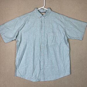 Cucamonga‎ Shirt Adult Large Gray Green Striped Short Sleeve Casual Beach Mens